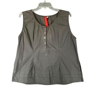 EWA I WALLA Sleeveless Cotton Poplin Blouse Grey Size Large FLAWS